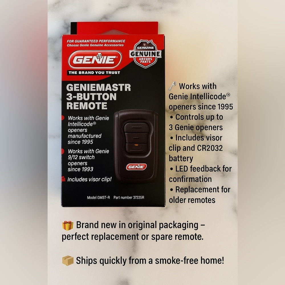 🔧 NIB GenieMaster 3-Button Garage Door Opener Remote GM3T-R | Genie Intellicode
